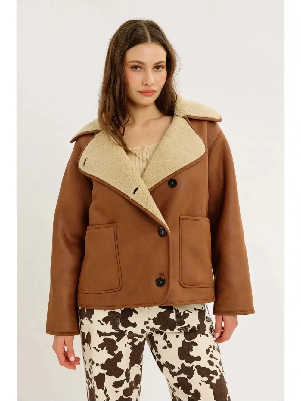NWT Fleece-Lined Faux Suede Jacket